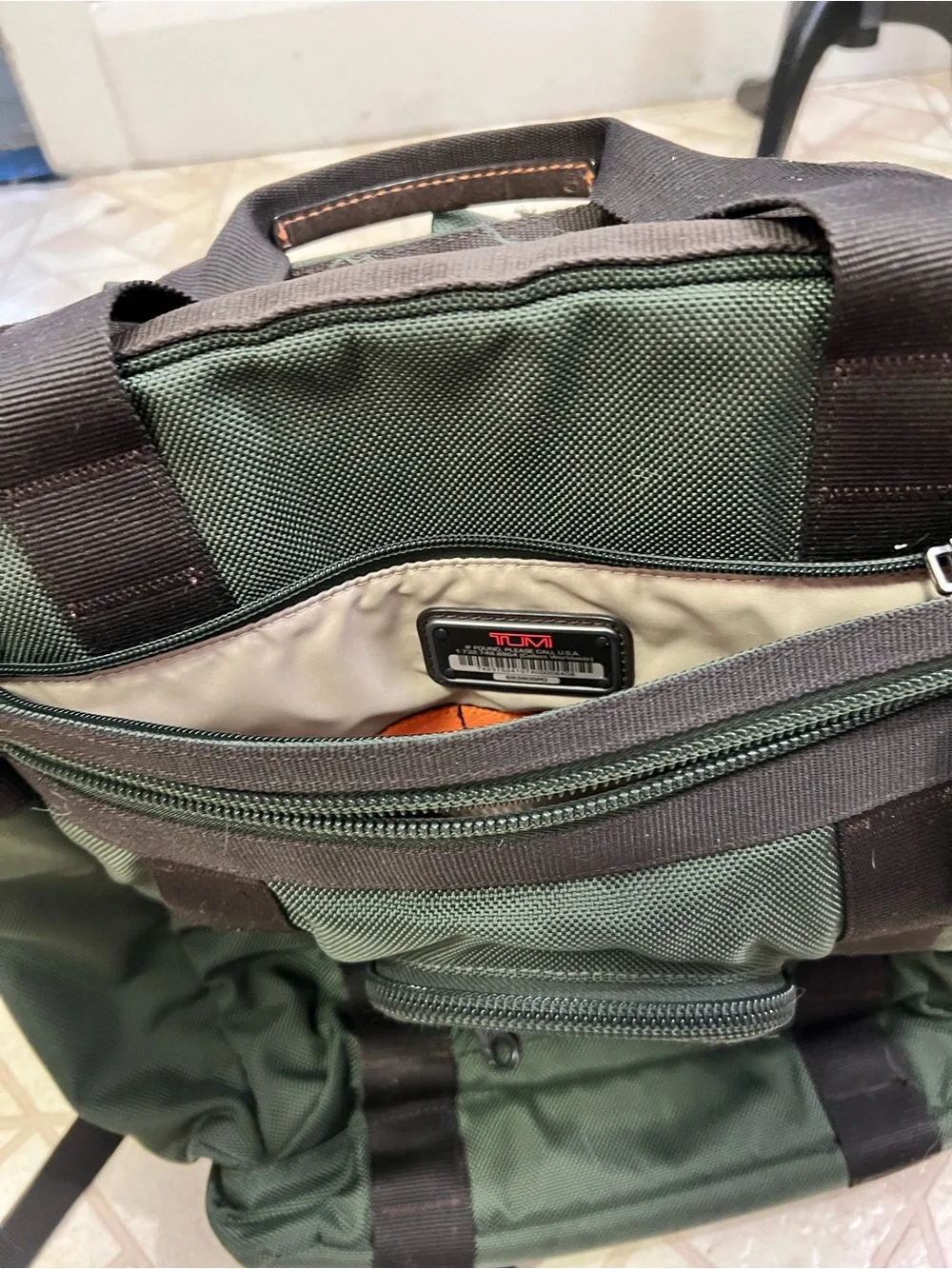 TUMI Alpha 69380SP0 Spruce Green Ballistic Nylon Laptop Brief Backpack Bag